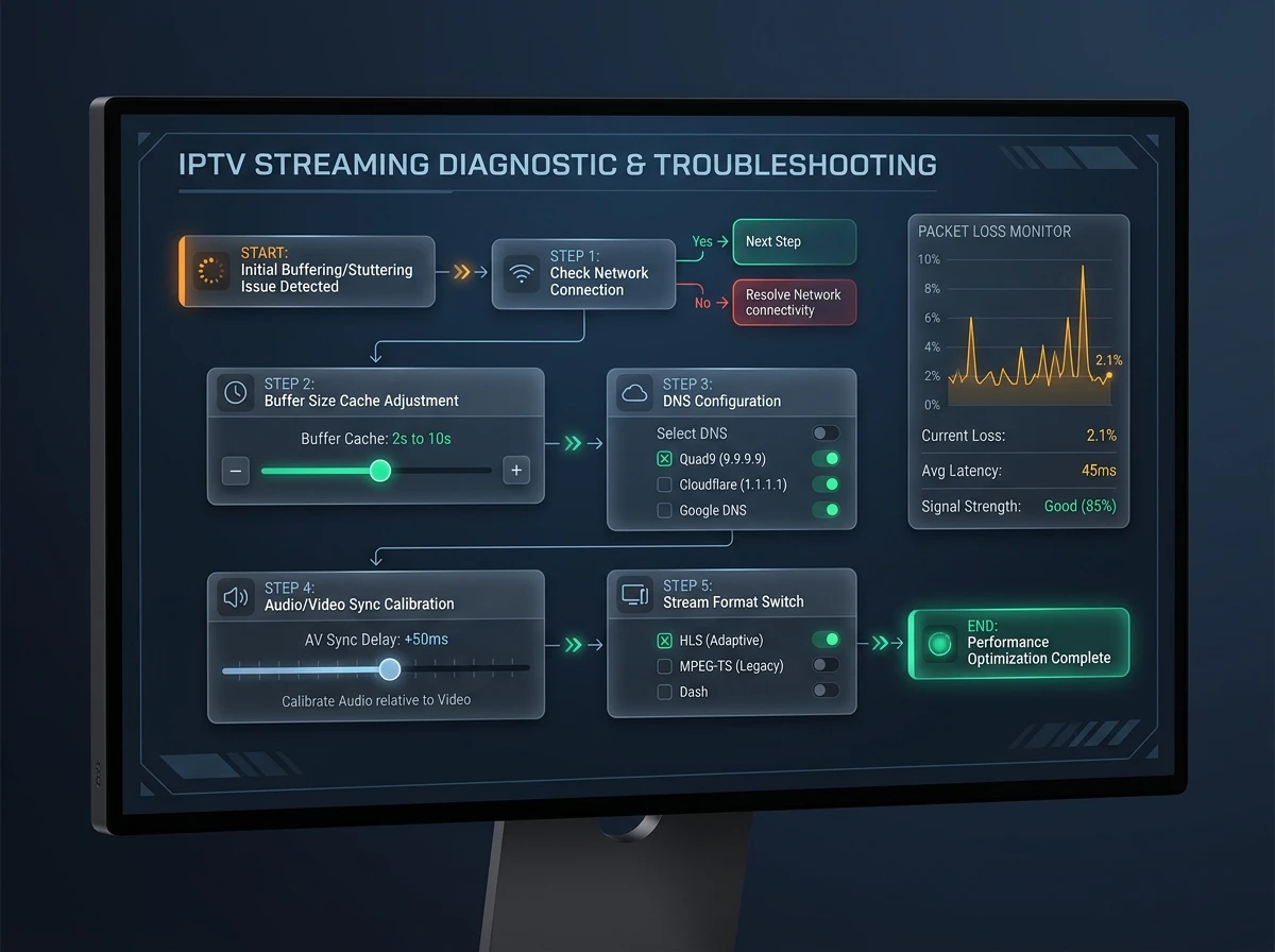 Ablaufdiagramm zur Fehlersuche bei ruckelndem IPTV-Stream